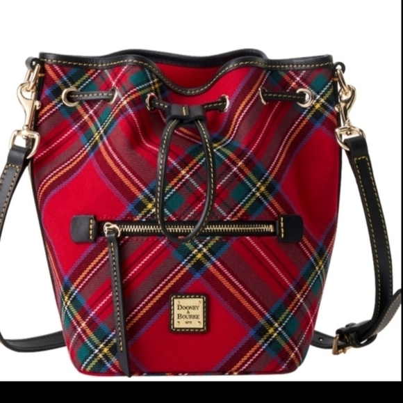 Dooney & Bourke Handbags - SOLD!! Dooney & Bourke Multicolor Plaid Bucket Tote Crossbody  ONLY RED LEFT!!